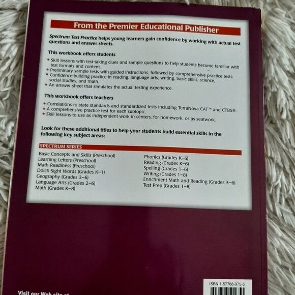 Spectrum test practice grade 5 homeschool workbook - Picture 2 of 2